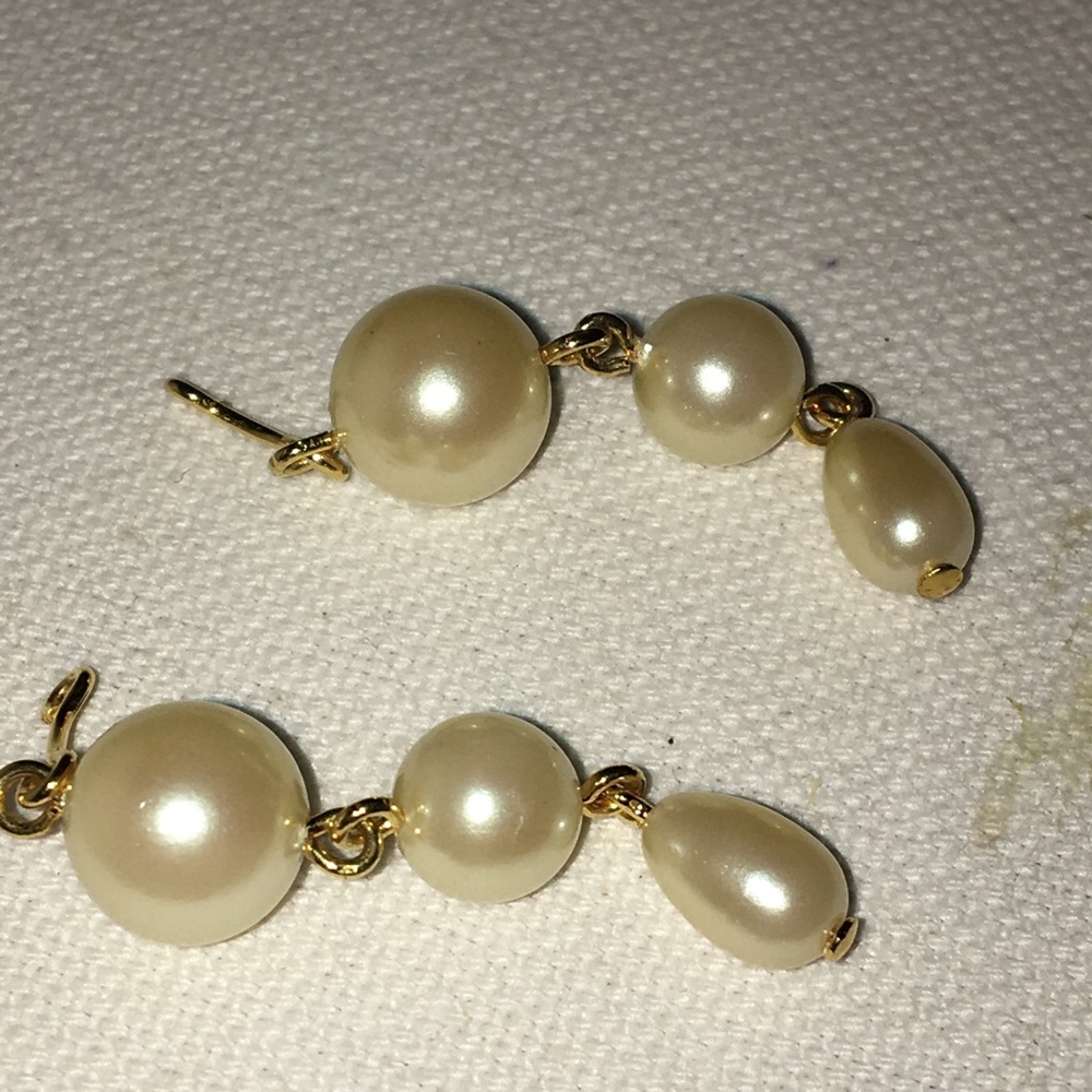 Gold plated pearl bead chain dangle jackets for post studs of your choice